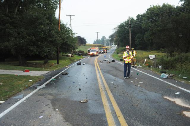 Orkin truck wreck on Carlisle Road on Tuesday morning, Sept. 10.  Photo by Curt Werner