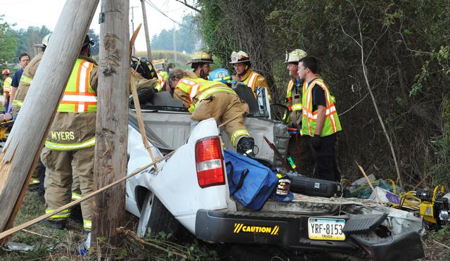 Orkin truck wreck on Carlisle Road on Tuesday morning, Sept. 10.  Photo by Curt Werner