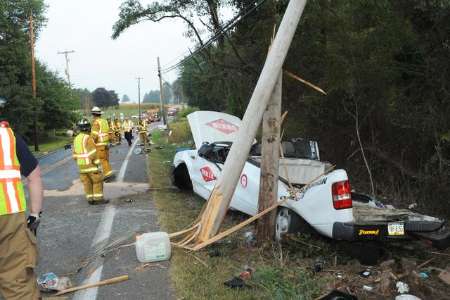 Orkin truck wreck on Carlisle Road on Tuesday morning, Sept. 10.  Photo by Curt Werner