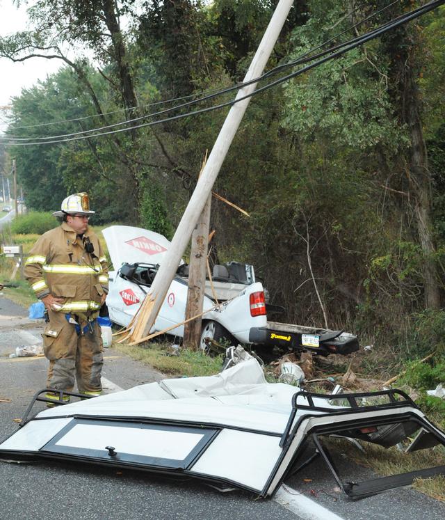 Orkin truck wreck on Carlisle Road on Tuesday morning, Sept. 10.  Photo by Curt Werner