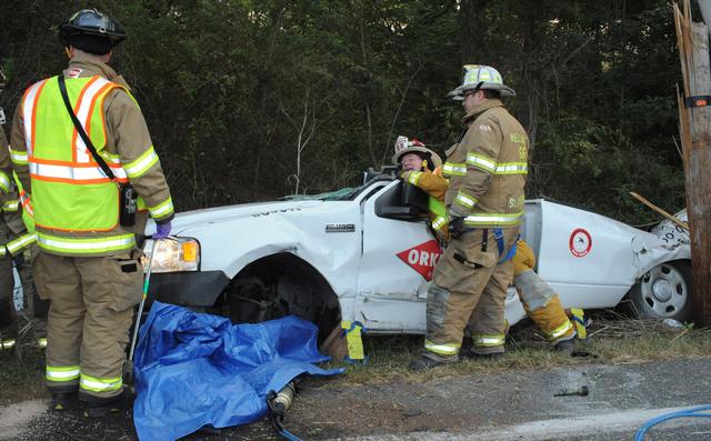 Orkin truck wreck on Carlisle Road on Tuesday morning, Sept. 10.  Photo by Curt Werner