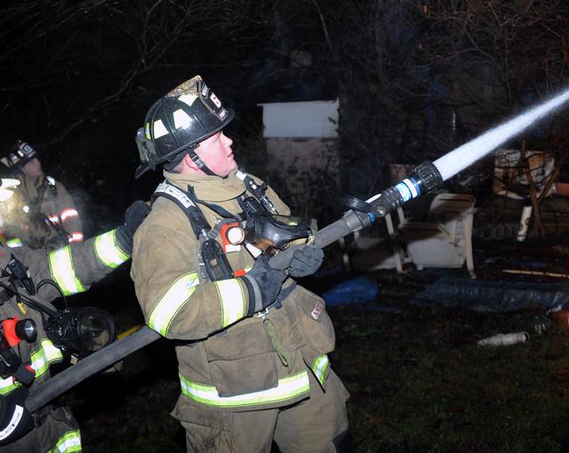 Early morning fire in Warrington Twp on Alpine Road. photos by Curt Werner