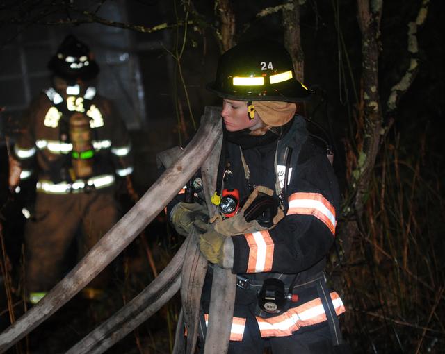 Early morning fire in Warrington Twp on Alpine Road. photos by Curt Werner