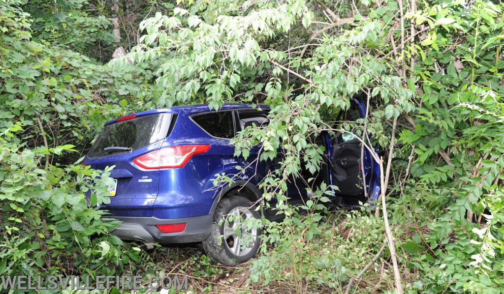 8/7/20 crash up hill into woods at Old York Road and Game Road, Washington Township.  photos by curt werner