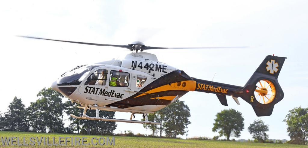 Early Wednesday morning a crash with entrapment near the intersection of Kralltown Road and Ridge Road, Washington Township.  Driver was flown by State MedEvac to an area hospital.  Wellsville Fire Company and fire police, Gelsinger EMS and Pa. State Police were on the scene.