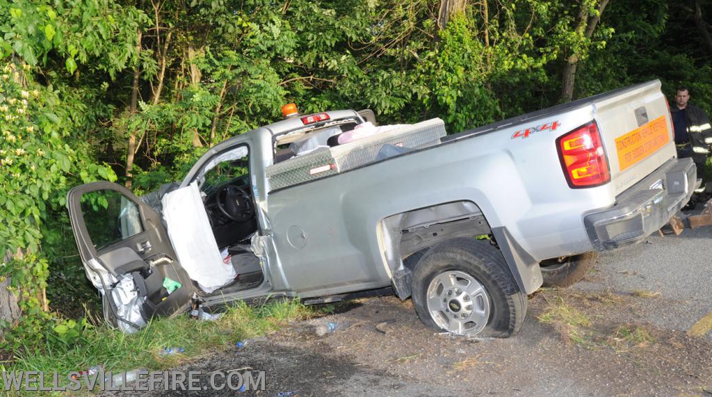 Early Wednesday morning a crash with entrapment near the intersection of Kralltown Road and Ridge Road, Washington Township.  Driver was flown by State MedEvac to an area hospital.  Wellsville Fire Company and fire police, Gelsinger EMS and Pa. State Police were on the scene.