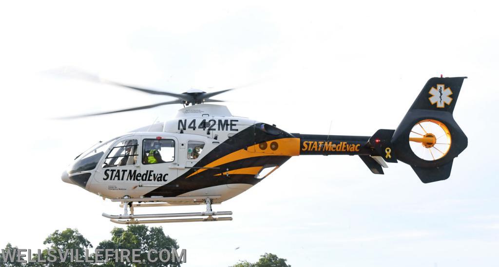 Early Wednesday morning a crash with entrapment near the intersection of Kralltown Road and Ridge Road, Washington Township.  Driver was flown by State MedEvac to an area hospital.  Wellsville Fire Company and fire police, Gelsinger EMS and Pa. State Police were on the scene.