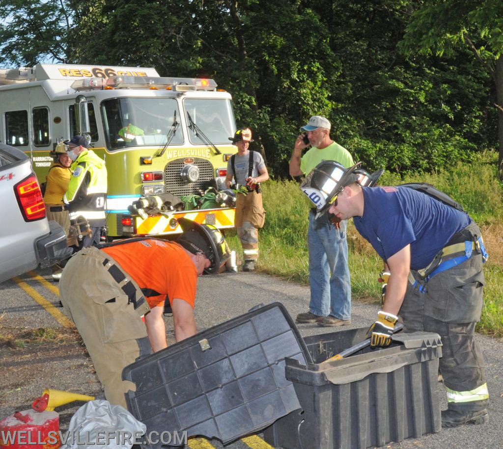 Early Wednesday morning a crash with entrapment near the intersection of Kralltown Road and Ridge Road, Washington Township.  Driver was flown by State MedEvac to an area hospital.  Wellsville Fire Company and fire police, Gelsinger EMS and Pa. State Police were on the scene.