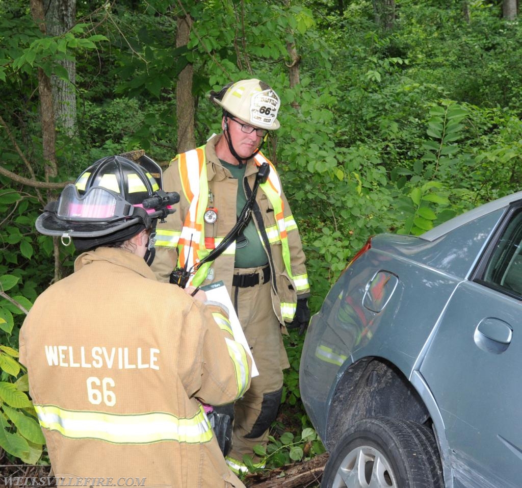 Car into tree on Lisburn Road on Monday, June 25.  photos by Curt Werner