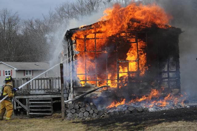 Mobile Home Fire, second alarm, Mt Zion Road, Warrington Township.  photo by Curt Werner