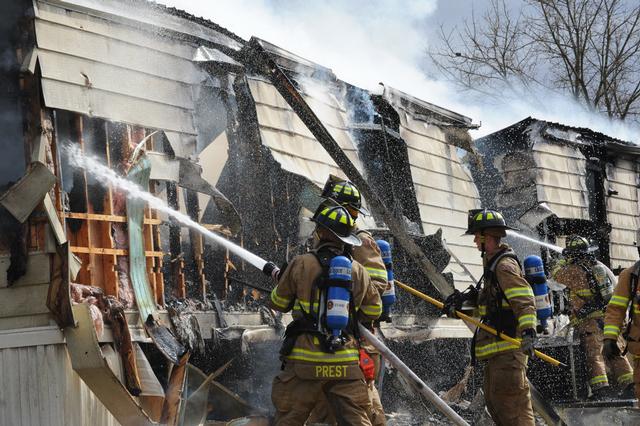 Mobile Home Fire, second alarm, Mt Zion Road, Warrington Township.  photo by Curt Werner