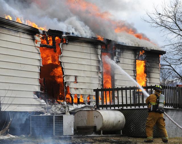 Mobile Home Fire, second alarm, Mt Zion Road, Warrington Township.  photo by Curt Werner