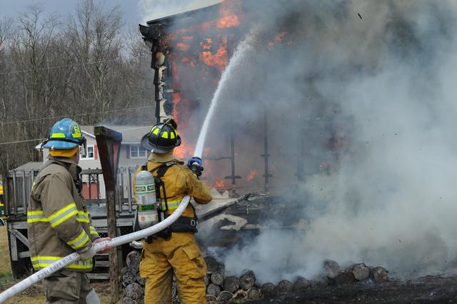 Mobile Home Fire, second alarm, Mt Zion Road, Warrington Township.  photo by Curt Werner