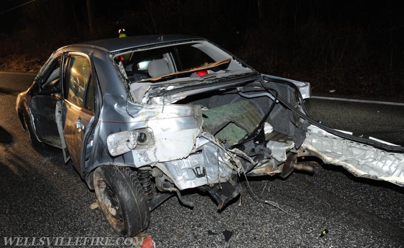 Vehicle into telephone pole on Monday, December 26 in Warrington Township.  photo by curt werner