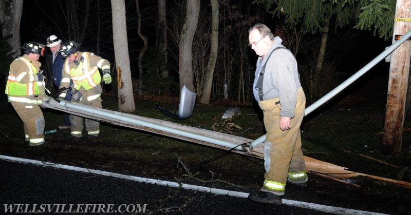 Vehicle into telephone pole on Monday, December 26 in Warrington Township.  photo by curt werner