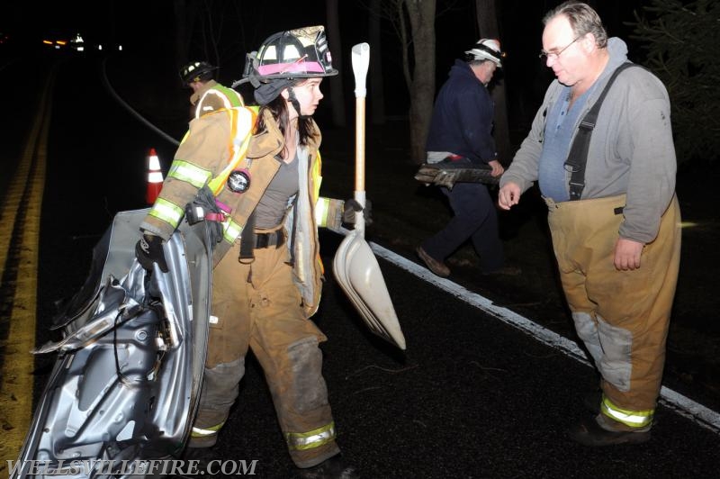 Vehicle into telephone pole on Monday, December 26 in Warrington Township.  photo by curt werner