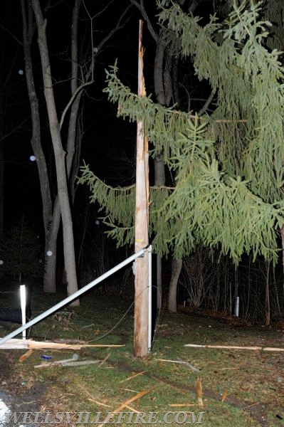 Vehicle into telephone pole on Monday, December 26 in Warrington Township.  photo by curt werner