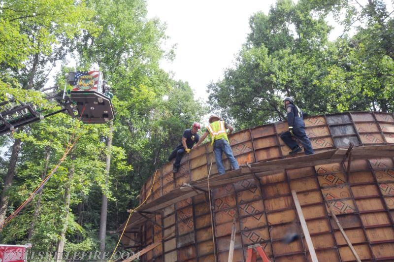 7/21/17 Friday:  Waste water tank rescue at Ski Roundtop.  photos by curt werner