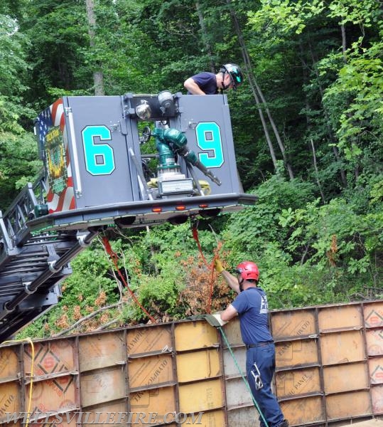 7/21/17 Friday:  Waste water tank rescue at Ski Roundtop.  photos by curt werner