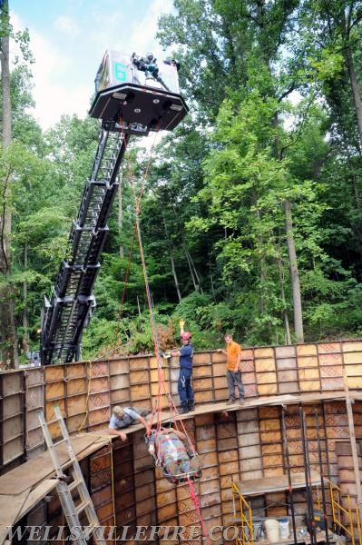 7/21/17 Friday:  Waste water tank rescue at Ski Roundtop.  photos by curt werner