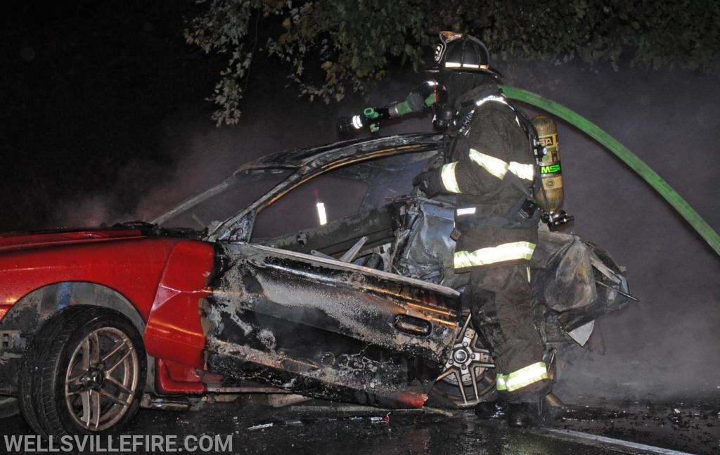 On Thursday, November 1, a three vehicle accident occurred in the six hundred block of Old York Road, Warrington Township.  One of the vehicles caught fire after impact.  Wellsville Fire Company quick response  put out the fire.  Fire police, EMS and Pa. State Police were also on the scene.  Injured were taken to local hospital. photos by curt werner
