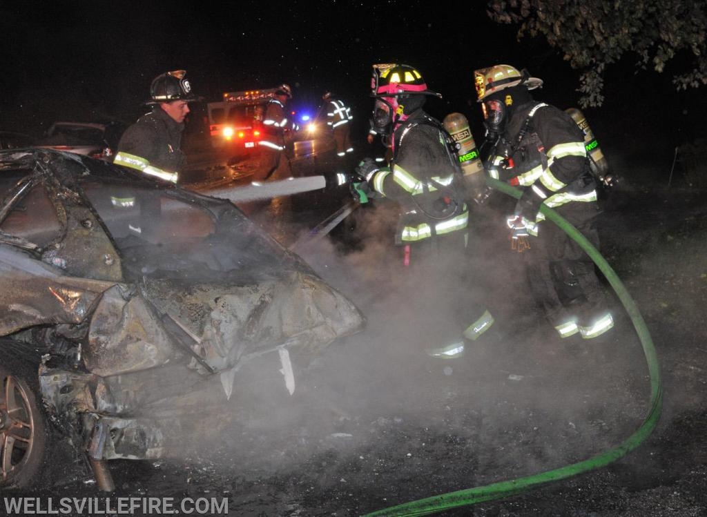 On Thursday, November 1, a three vehicle accident occurred in the six hundred block of Old York Road, Warrington Township.  One of the vehicles caught fire after impact.  Wellsville Fire Company quick response  put out the fire.  Fire police, EMS and Pa. State Police were also on the scene.  Injured were taken to local hospital. photos by curt werner
