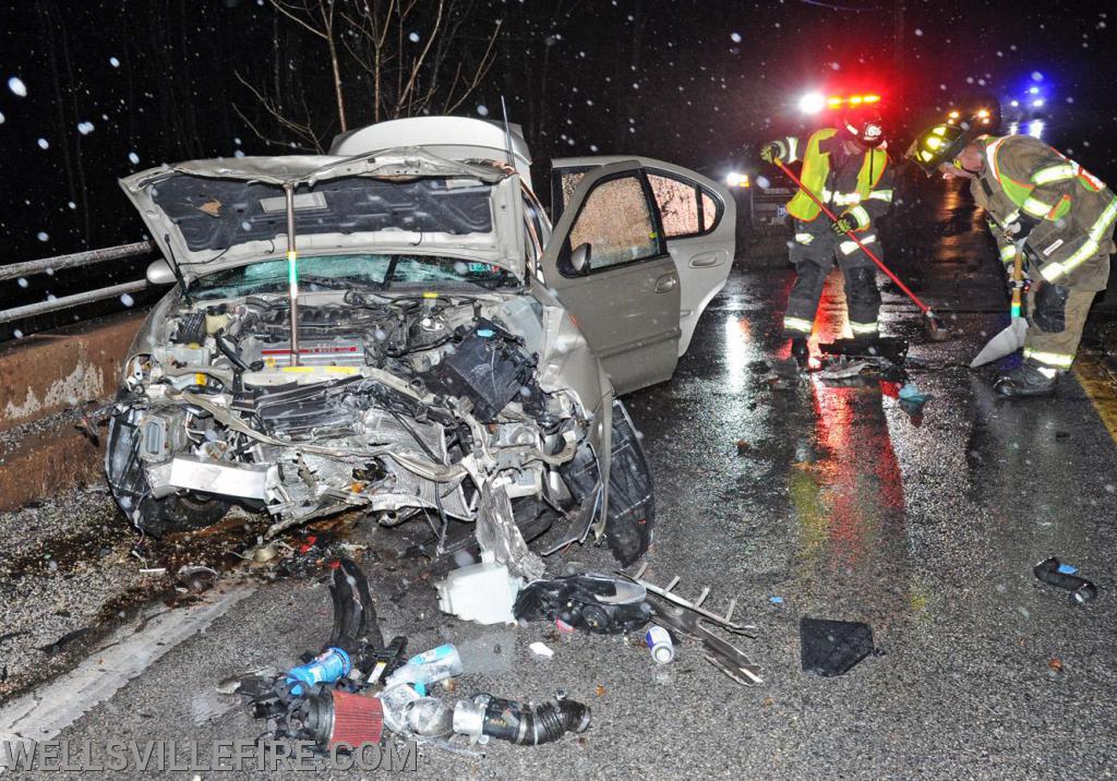 Vehicle crashes into bridge on Rossville Road on Wednesday, February 12.  photo by curt werner