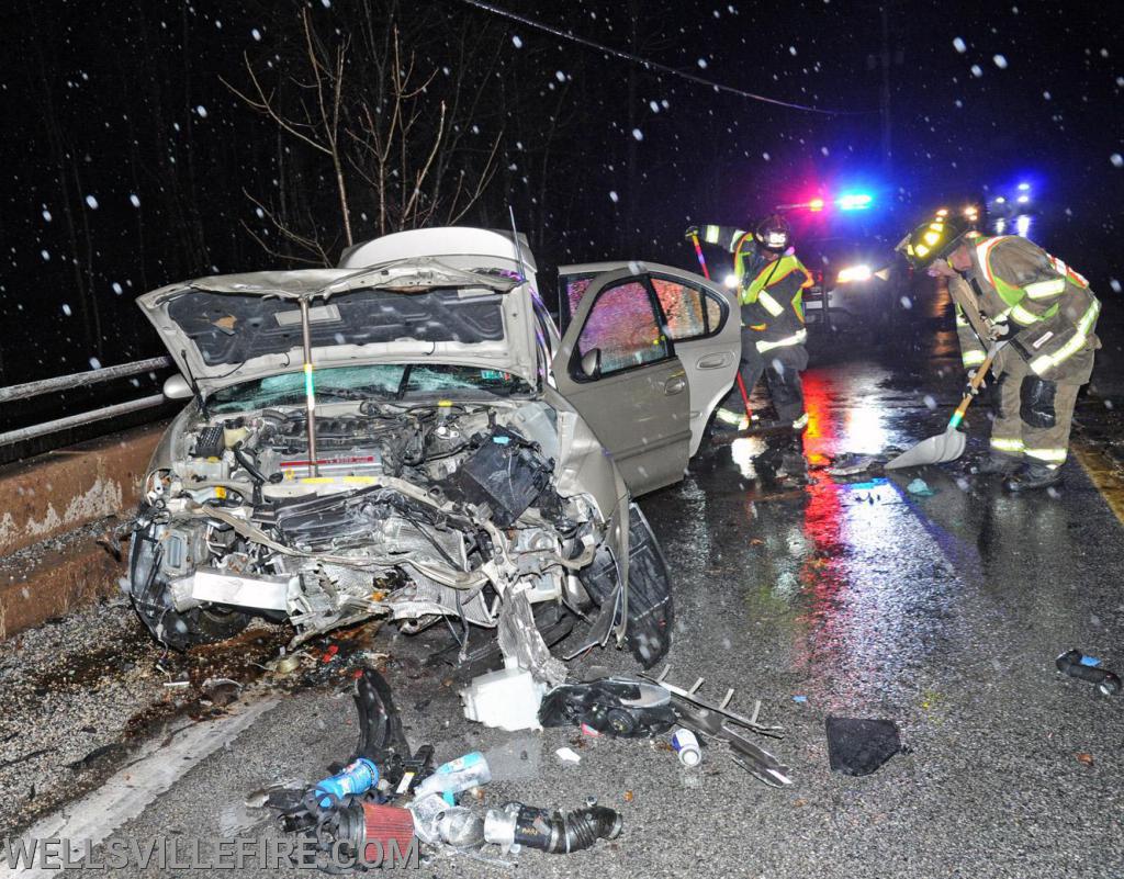 Vehicle crashes into bridge on Rossville Road on Wednesday, February 12.  photo by curt werner
