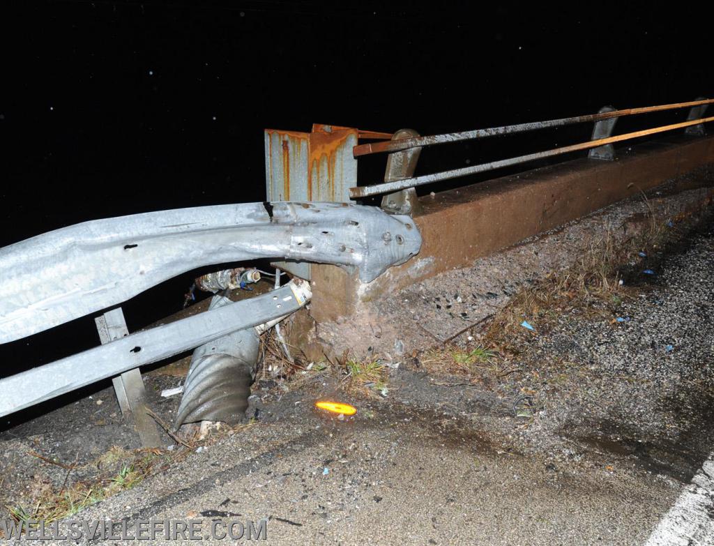 Vehicle crashes into bridge on Rossville Road on Wednesday, February 12.  photo by curt werner