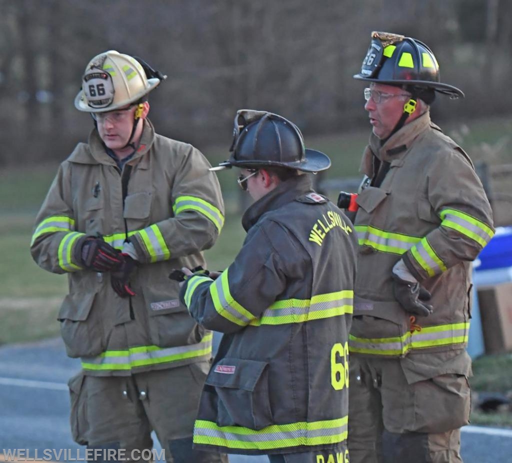 Emergency scene, Stat MedEvac and Wellsville Fire Company off Ridge Road on Monday, April 1.  photo by curt werner