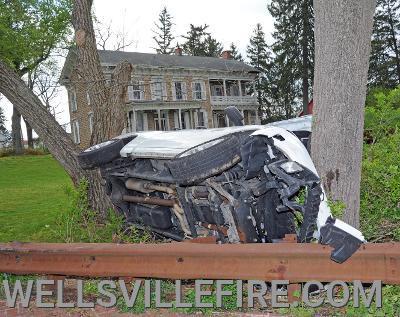 Crash on main street in Wellsville on Monday, May 11.  Wellsville Fire Co., Wellsville and Northern York County Fire Rescue fire police, Geisinger EMS and Pa. State Police on scene. photo by curt werner