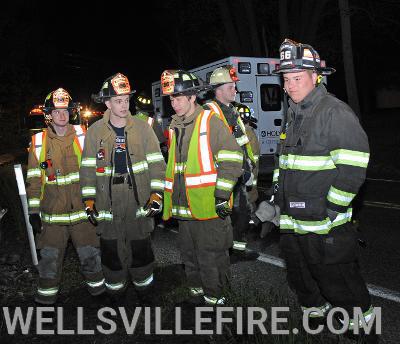 Vehicle into tree, Monday May 11, in the Eighty eight hundred block of Carlisle Road, Warrington, Township.  Wellsville Fire Company and fire police, Geisinger EMS and Pa. State Police on the scene.  photos by curt werner
