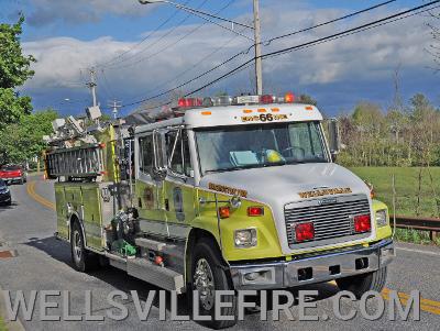 Crash on main street in Wellsville on Monday, May 11.  Wellsville Fire Co., Wellsville and Northern York County Fire Rescue fire police, Geisinger EMS and Pa. State Police on scene. photo by curt werner