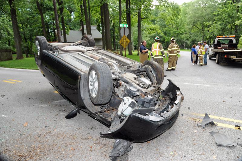 Car rollover on Pinetown Road, Wednesday, June 24, 2015.  Photos by Curt Werner
