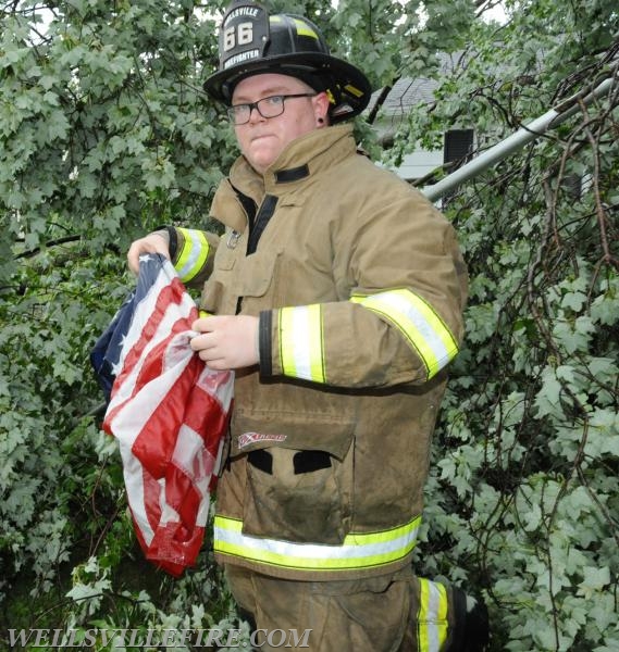 On Tuesday, June 28, 4:01 p.m., Wellsville Fire Company responded to a large tree knocked down by high winds in Warrington Township, Poplar Road.  The tree just missed falling into the house.  No injuries.   Photos by Curt Werner