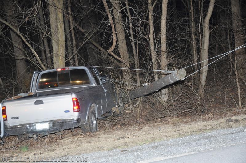 Saturday, March 31, car into telephone pole, following car hit down wires on Old York Road.  One to hospital.  photos by curt werner
