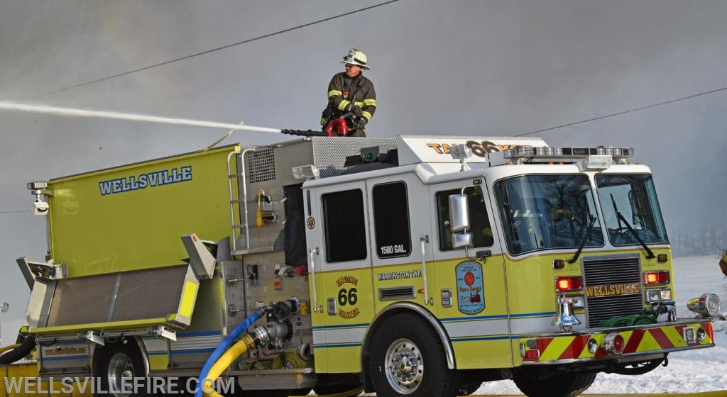 On Wednesday, January 8, 2020, a garage fire in the eight hundred block of Wellsville Road, Washington Township.  photos by curt werner