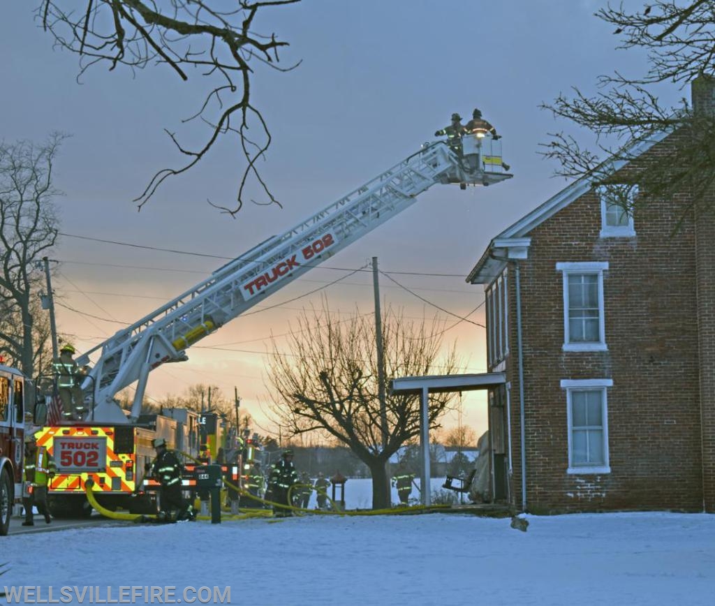 On Wednesday, January 8, 2020, a garage fire in the eight hundred block of Wellsville Road, Washington Township.  photos by curt werner