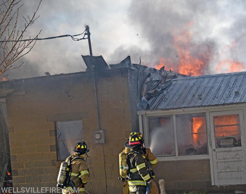 On Wednesday, January 8, 2020, a garage fire in the eight hundred block of Wellsville Road, Washington Township.  photos by curt werner