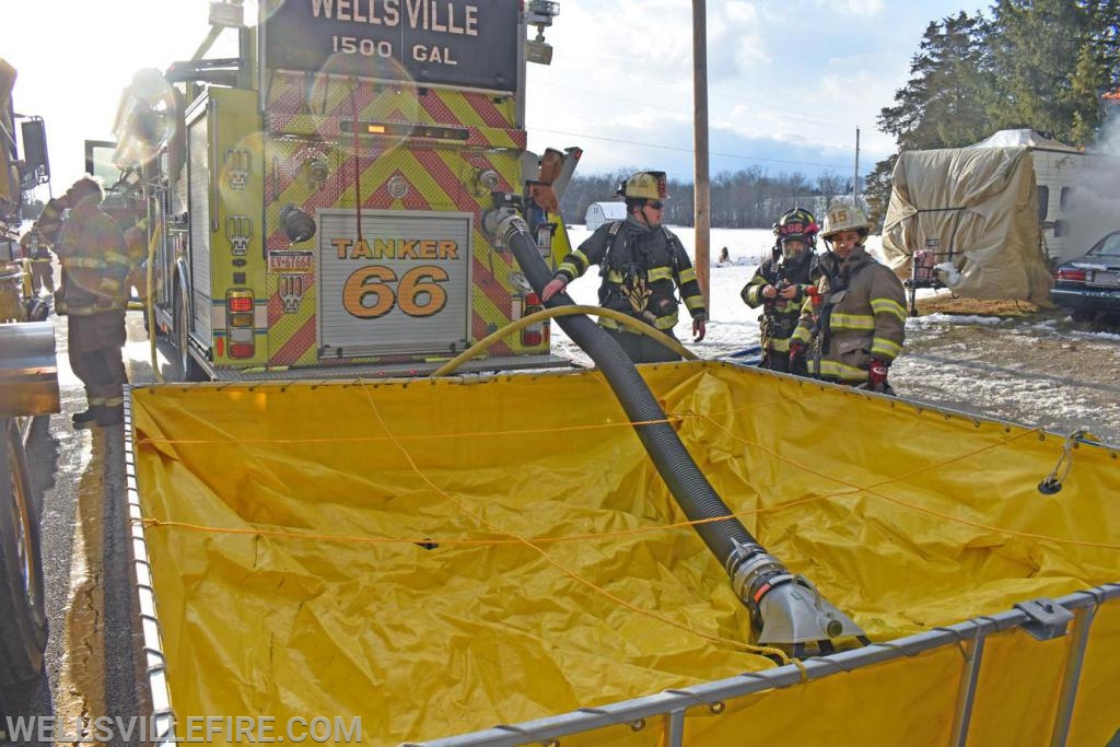 On Wednesday, January 8, 2020, a garage fire in the eight hundred block of Wellsville Road, Washington Township.  photos by curt werner