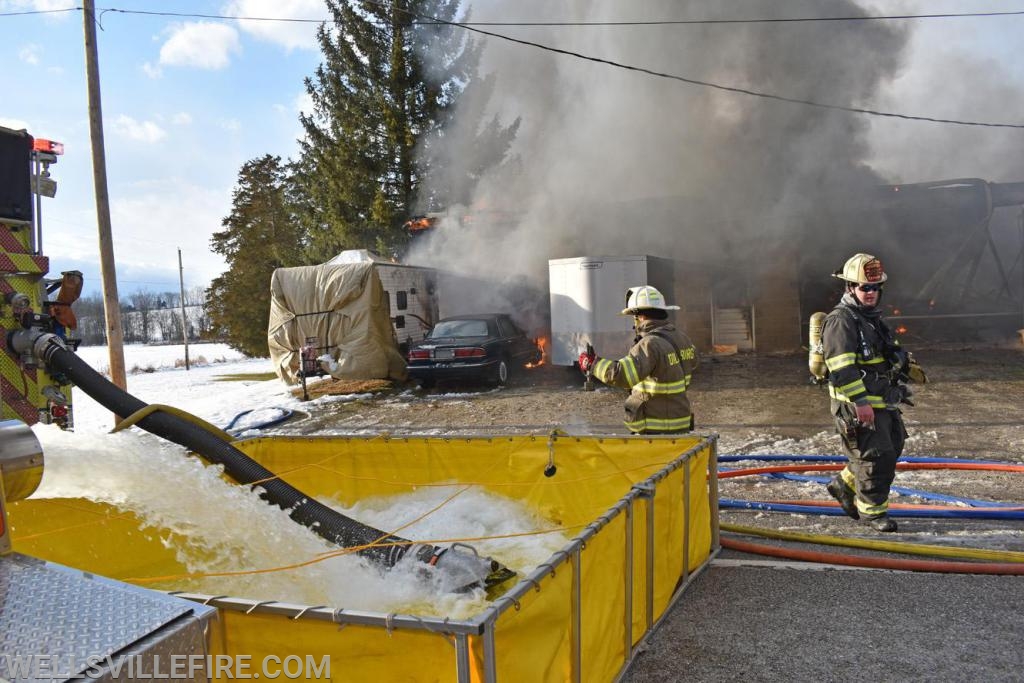 On Wednesday, January 8, 2020, a garage fire in the eight hundred block of Wellsville Road, Washington Township.  photos by curt werner