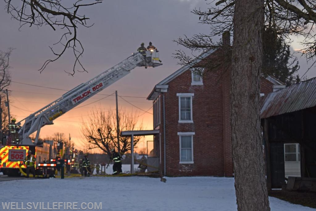 On Wednesday, January 8, 2020, a garage fire in the eight hundred block of Wellsville Road, Washington Township.  photos by curt werner