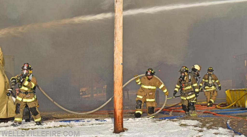 On Wednesday, January 8, 2020, a garage fire in the eight hundred block of Wellsville Road, Washington Township.  photos by curt werner