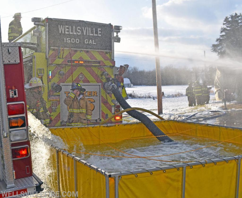 On Wednesday, January 8, 2020, a garage fire in the eight hundred block of Wellsville Road, Washington Township.  photos by curt werner