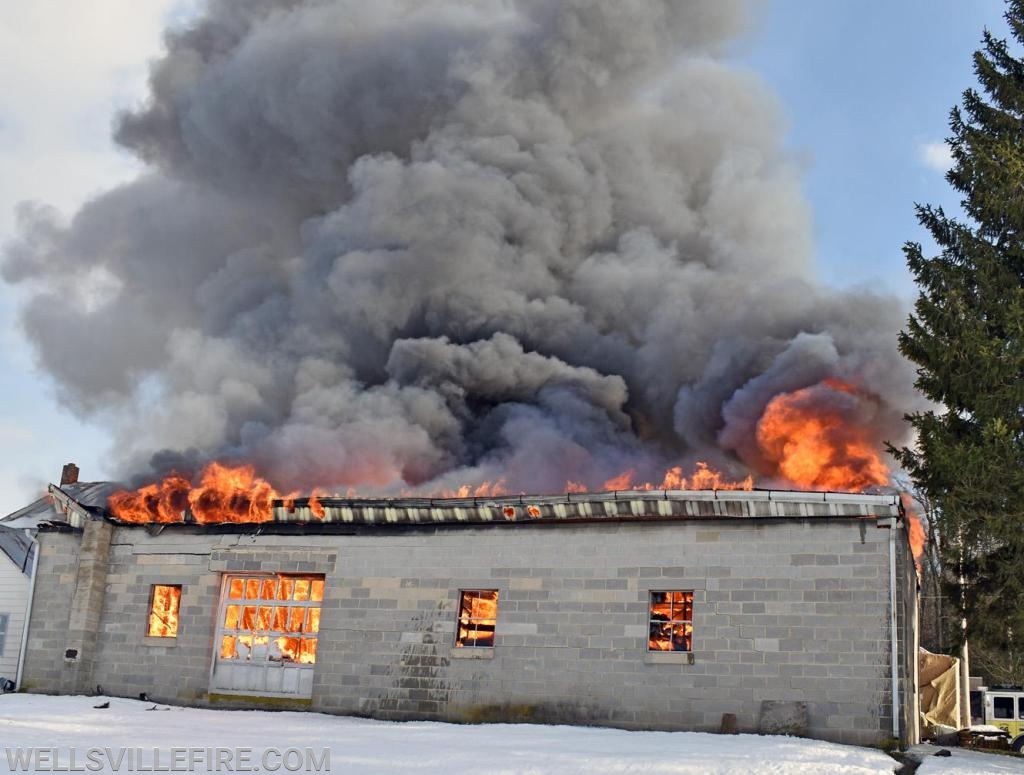 On Wednesday, January 8, 2020, a garage fire in the eight hundred block of Wellsville Road, Washington Township.  photos by curt werner