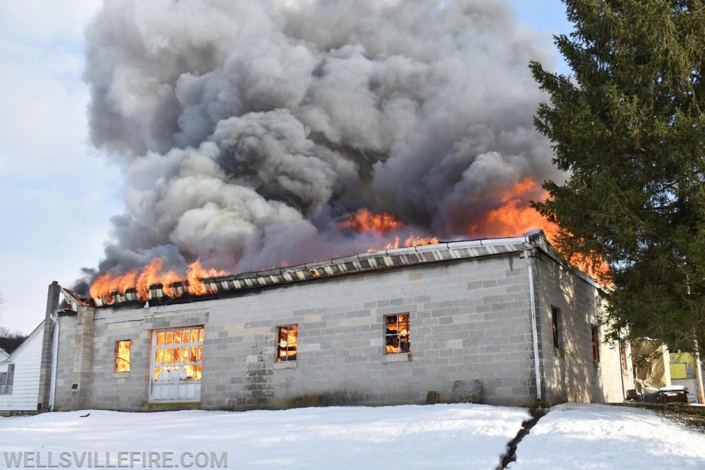 On Wednesday, January 8, 2020, a garage fire in the eight hundred block of Wellsville Road, Washington Township.  photos by curt werner