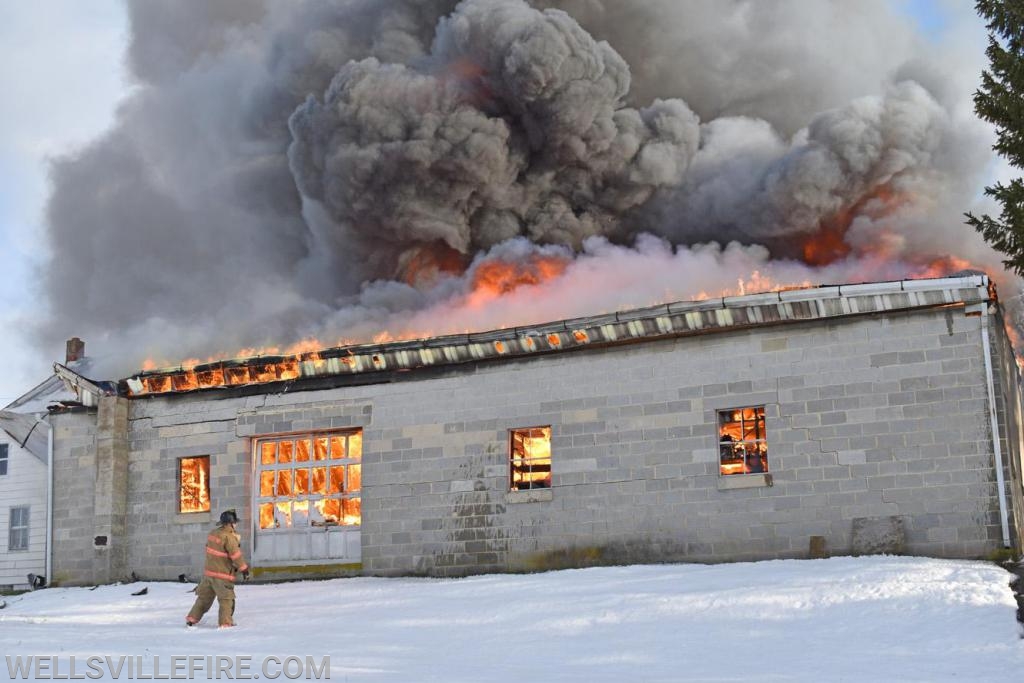 On Wednesday, January 8, 2020, a garage fire in the eight hundred block of Wellsville Road, Washington Township.  photos by curt werner