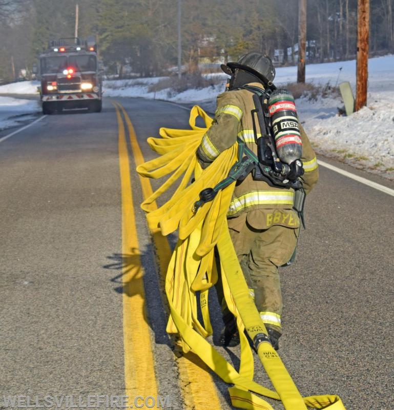 On Wednesday, January 8, 2020, a garage fire in the eight hundred block of Wellsville Road, Washington Township.  photos by curt werner