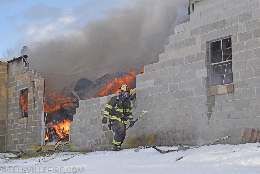 On Wednesday, January 8, 2020, a garage fire in the eight hundred block of Wellsville Road, Washington Township.  photos by curt werner