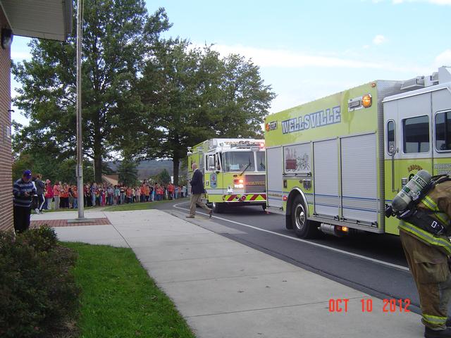 Fire Drill @ Wellsville Elementary for Fire Prevention Week 2012 - Photo by Stacy Shank